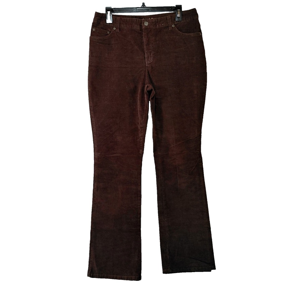St. John's Bay Secretly Slender Bootcut Corduroy Pants Women's 10 Brown Mid Rise - Picture 1 of 13
